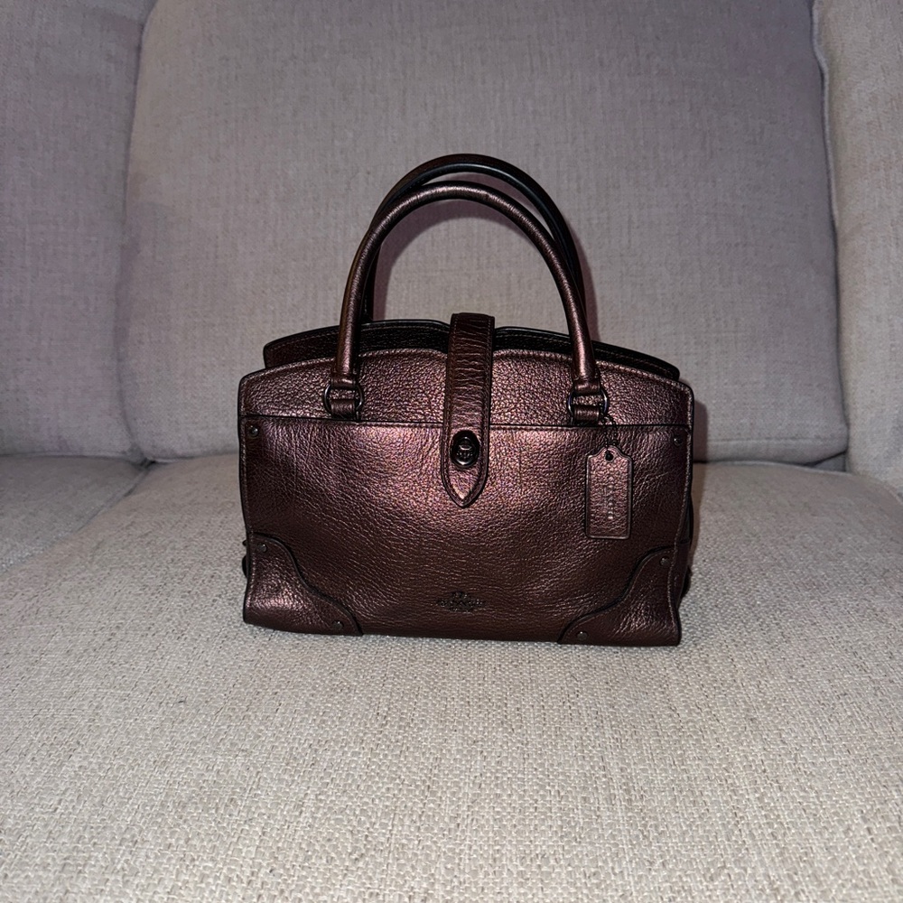 Coach Mercer Satchel 24 Metallic Leather Bag